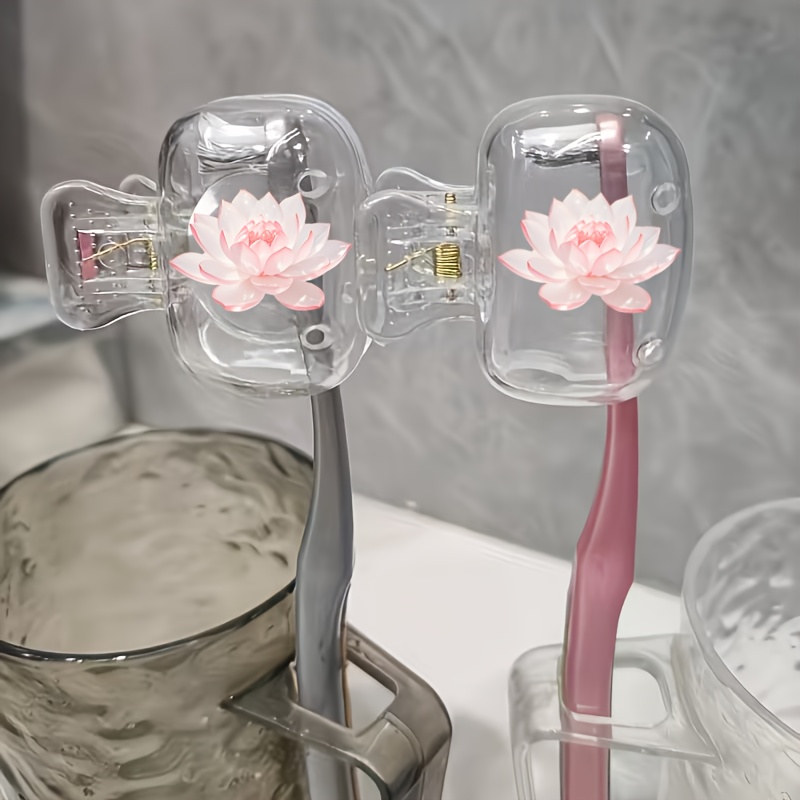 Toothbrush Holder Set - 아름다운 연꽃 2개입 칫솔 홀더 휴대용