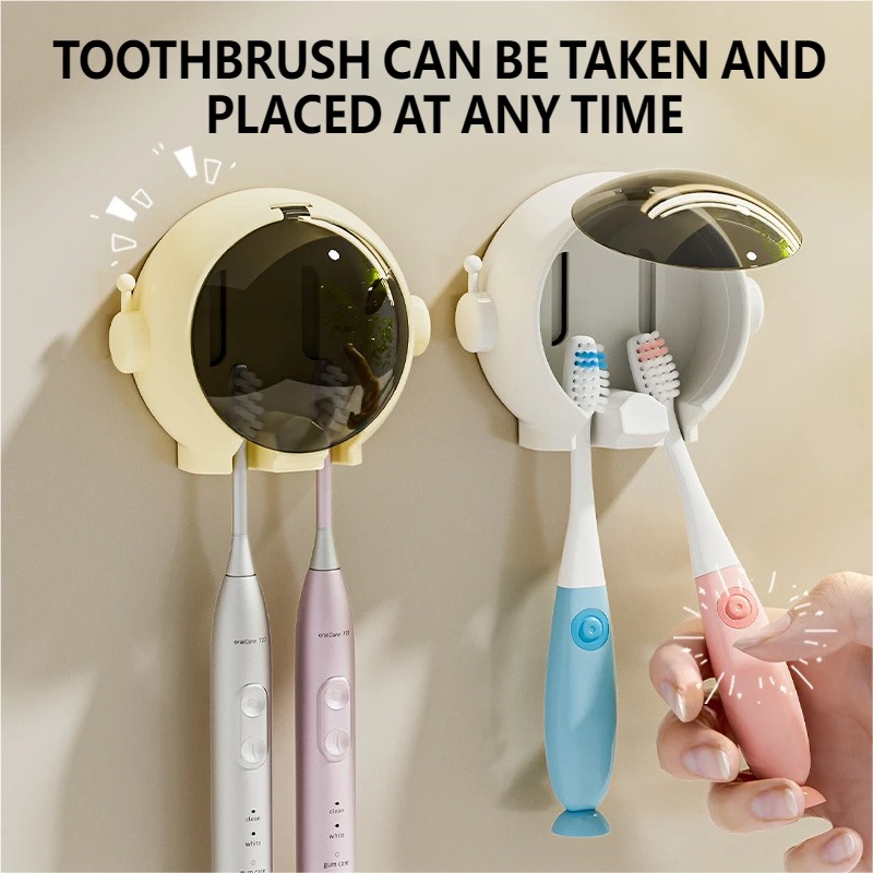 Toothbrush Holder Set - 우주비행사 칫솔 홀더, 드릴이 필요 없는