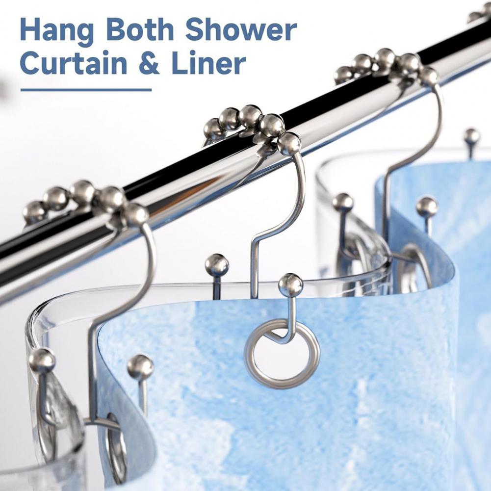 Shower Curtain Liner - 12개 금속 샤워 커튼 링 세트,