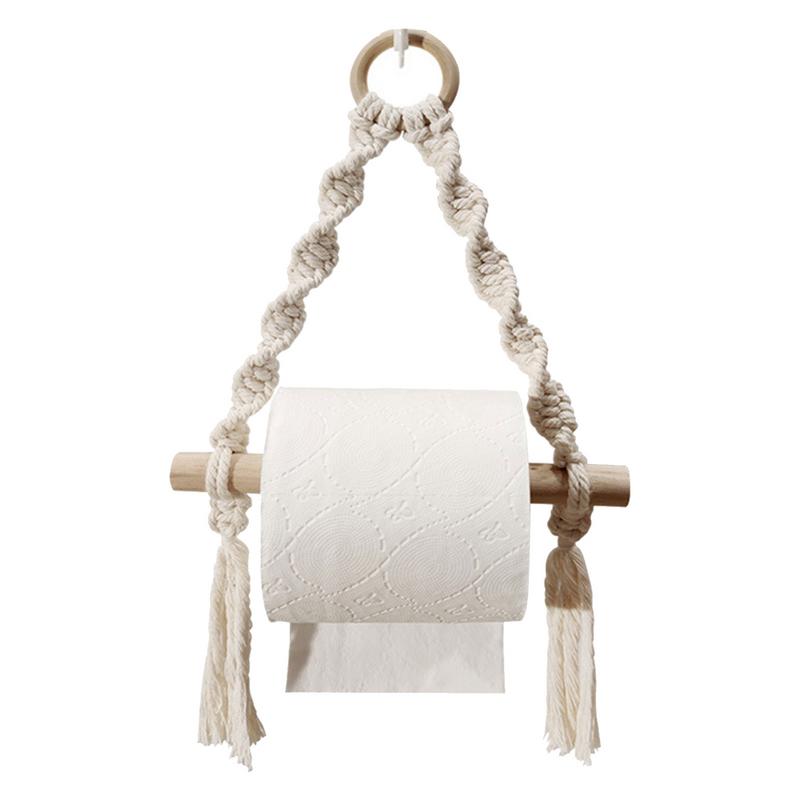 Home Bathroom Towel Dispenser - 손으로 짠 나무 화장지 홀더 보헤미안