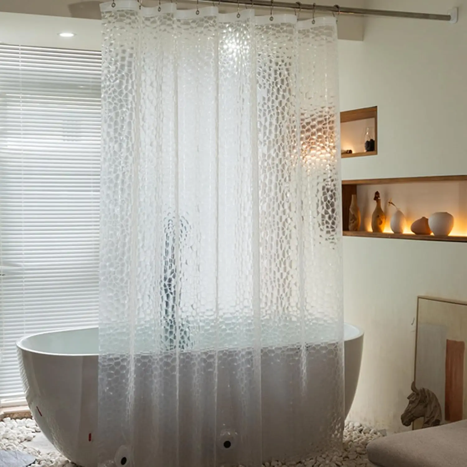 Shower Curtain Liner - 3D 워터 큐브 샤워 커튼 라이너,