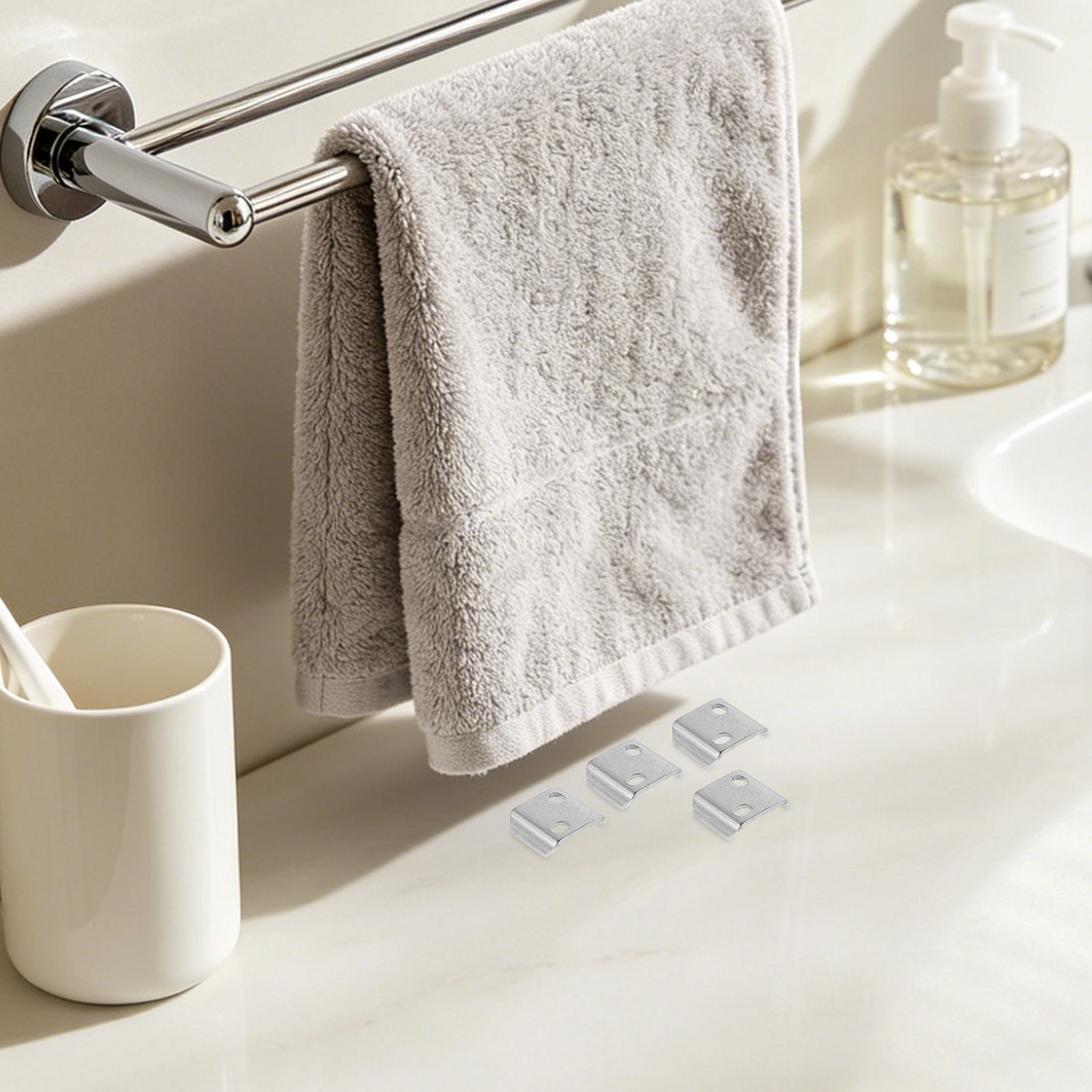 Towel Bar Stainless - 4Pcs 욕실 수건 걸이 장착 하드웨어