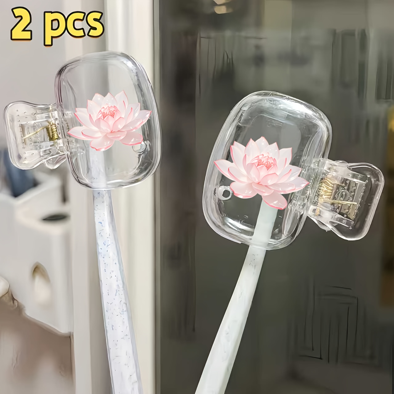 아름다운 연꽃 2개입 칫솔 홀더 휴대용 세트 보호 커버 - Toothbrush Holder Set 리뷰 및 가격