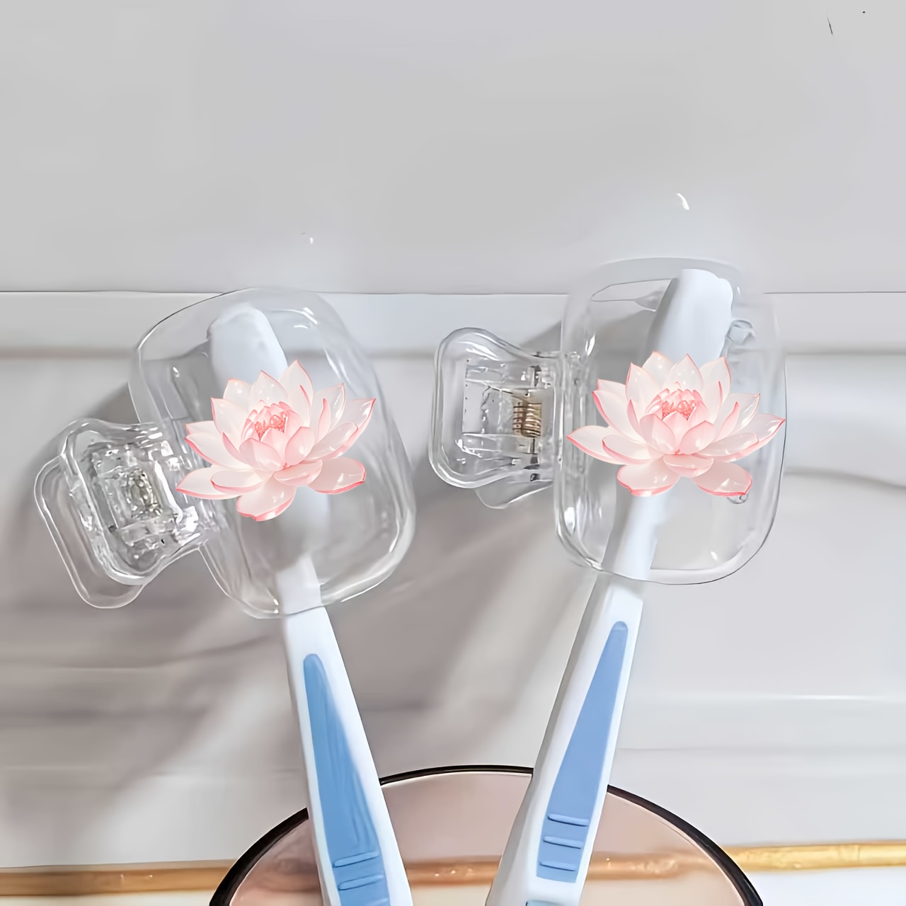 아름다운 연꽃 2개입 칫솔 홀더 휴대용 세트 보호 커버 - Toothbrush Holder Set 리뷰 및 가격