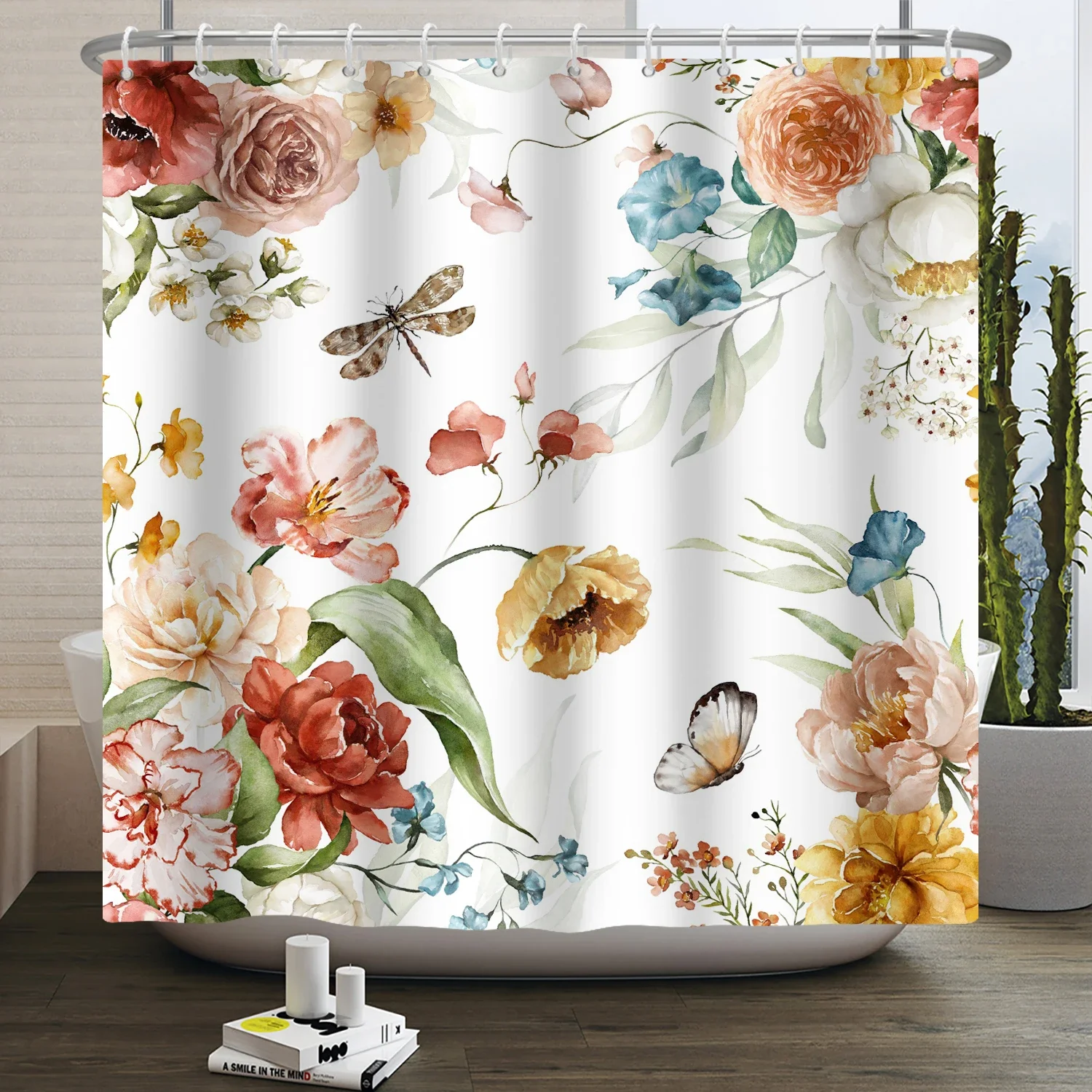 수채화 유칼립투스 잎 샤워 커튼 걸이형 녹색 잎사귀 흰 - Shower Curtain Liner 리뷰 및 가격