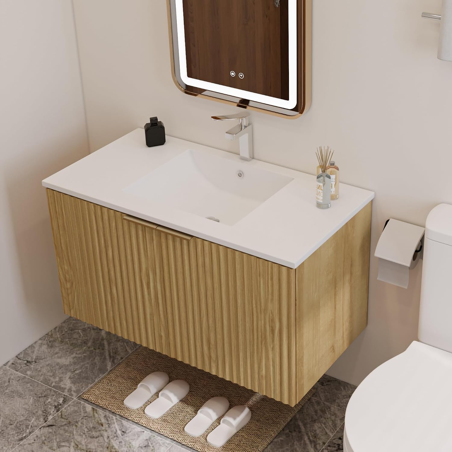 현대적인 플로팅 욕실 세면대, 물결무늬 문, 벽걸이형  - Home And Bathroom 리뷰 및 가격