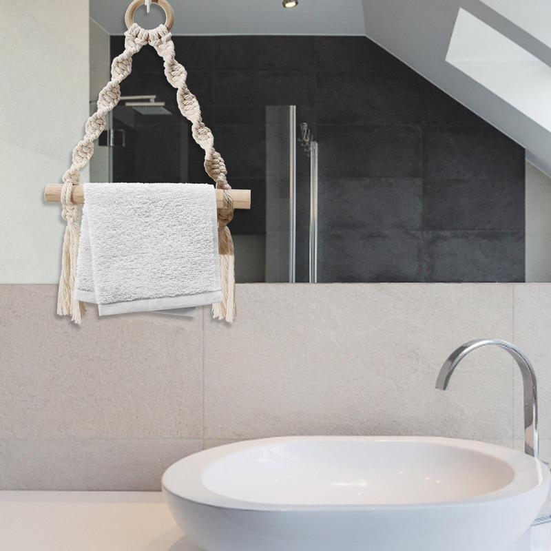 손으로 짠 나무 화장지 홀더 보헤미안 벽 교수형 방 장 - Home Bathroom Towel Dispenser 리뷰 및 가격