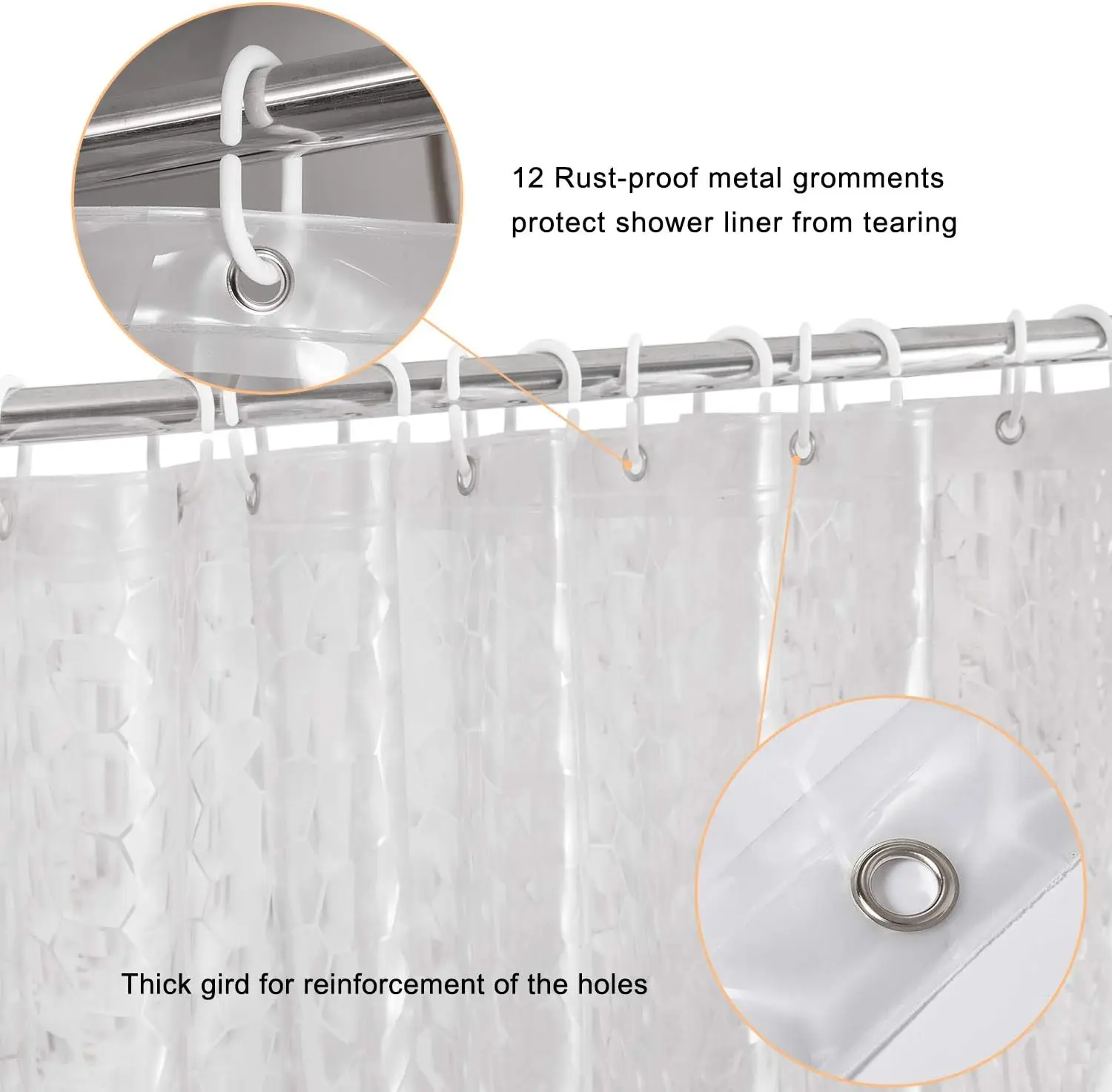 3D 워터 큐브 샤워 커튼 라이너, 바닥 자석이 있는  - Shower Curtain Liner 리뷰 및 가격