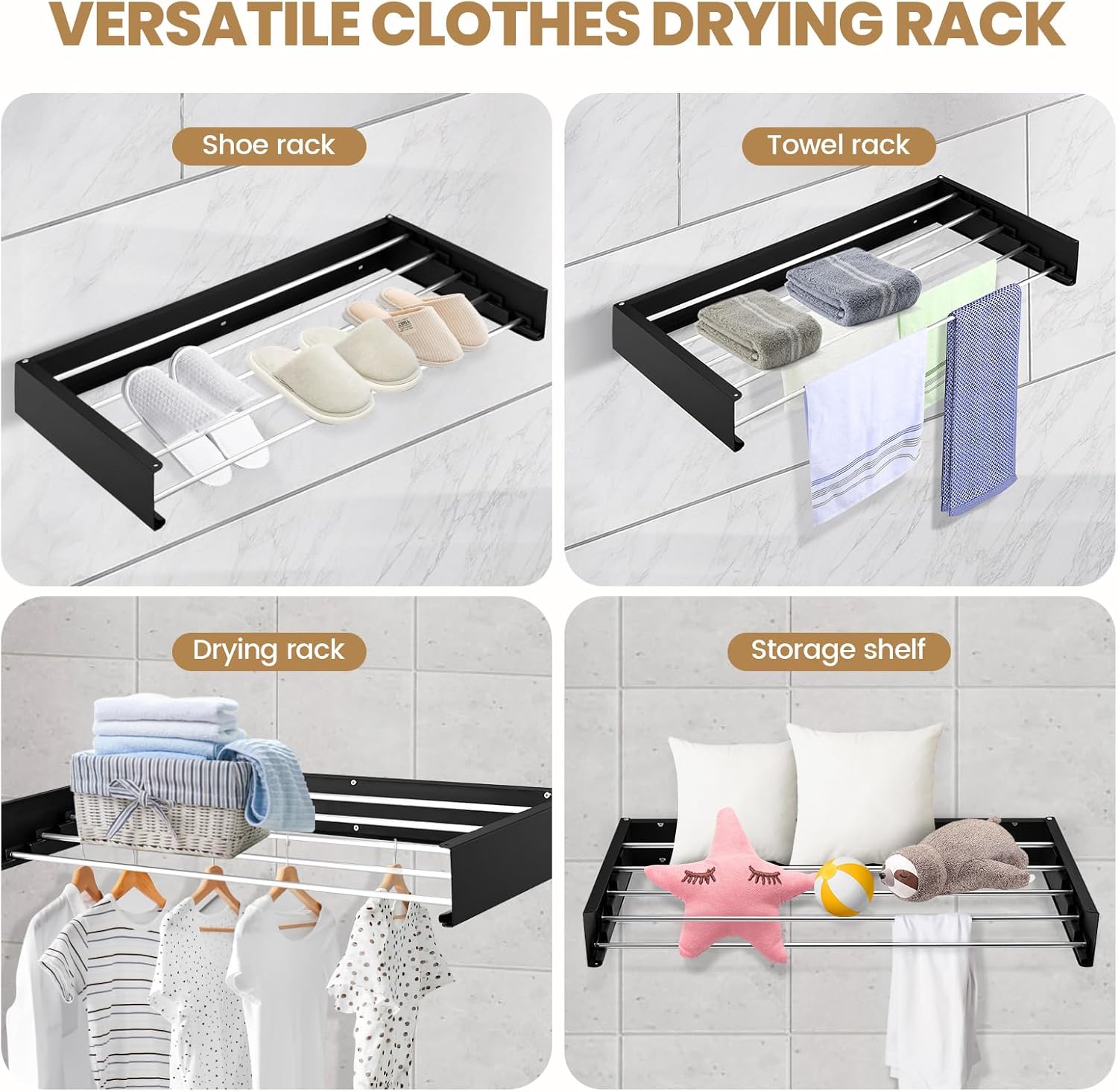 벽걸이 세탁물 건조 랙, 흰색 금속 의류 건조 랙, 수 - Towel Bar Stainless 리뷰 및 가격