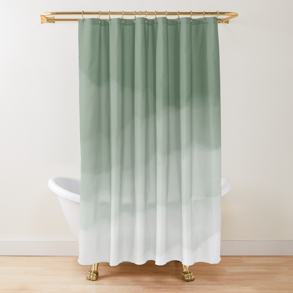 세이지 그린 수채화 옴브레 샤워 커튼 욕실 패브릭 폴리 - Shower Curtain Liner 리뷰 및 가격