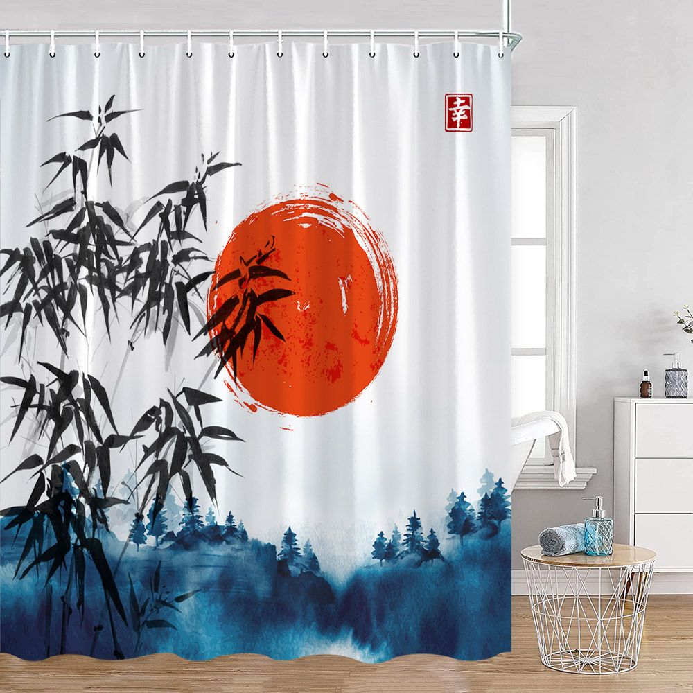 일본식 샤워 커튼 후지 마운트 그레이트 웨이브 대나무  - Japan Bathroom.Home 리뷰 및 가격