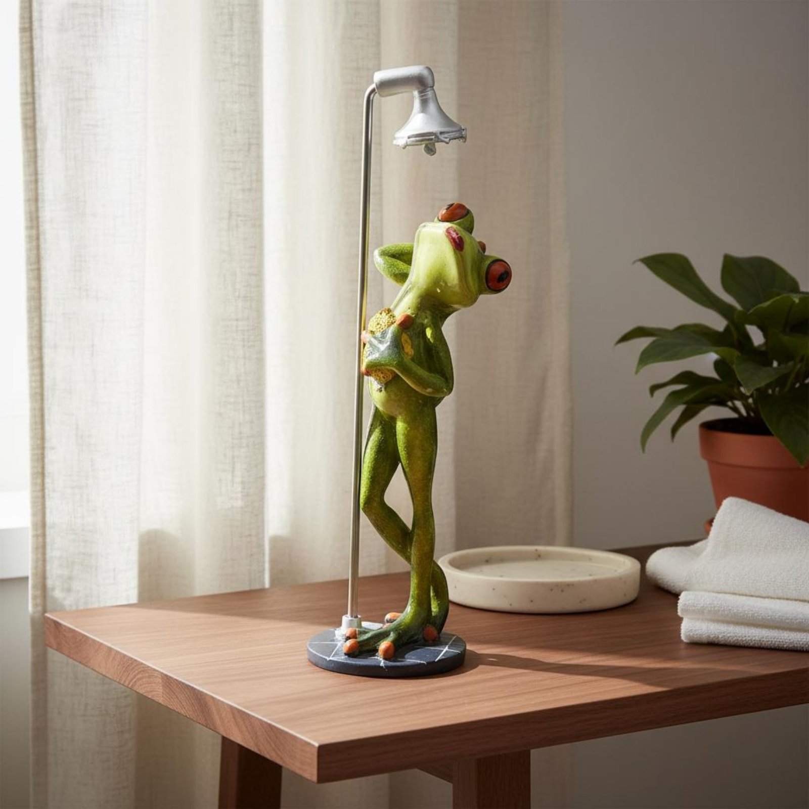 샤워하는 개구리 조각상, 훌륭한 선물, 목욕하는 개구리 - Home Bathroom Decor 리뷰 및 가격