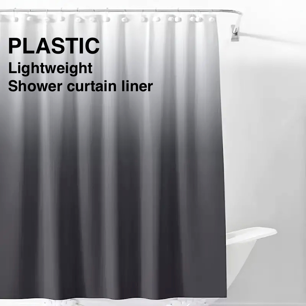플라스틱 후크가 있는 회색 그라데이션 샤워 커튼 1개, - Shower Curtain Liner 리뷰 및 가격